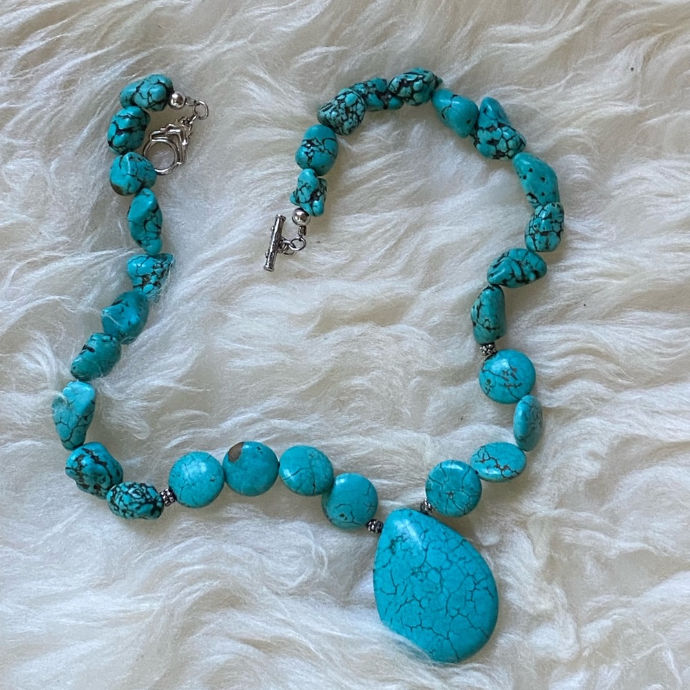 ATI 925 STERLING SILVER TURQUOISE NECKLACE